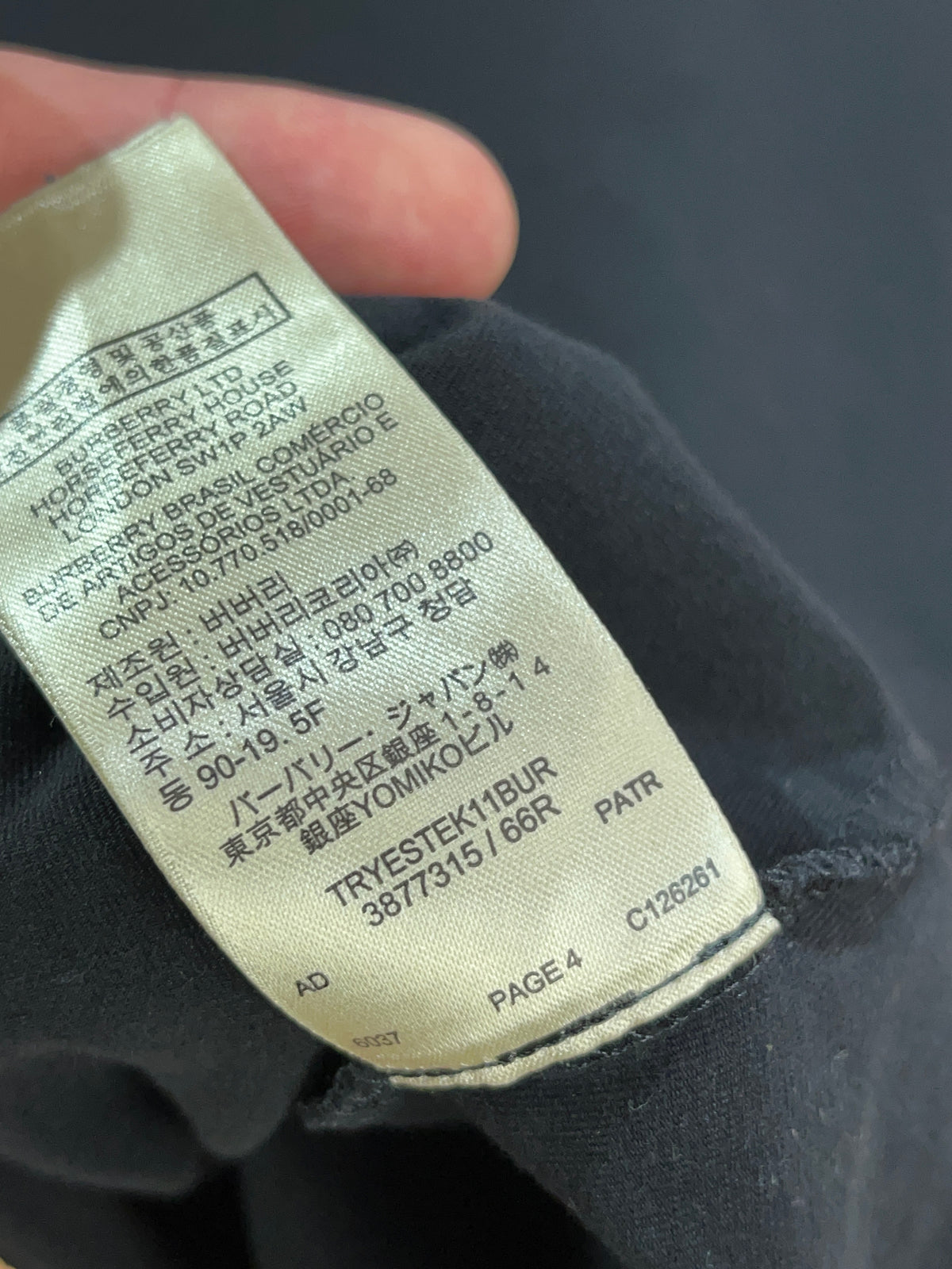 Y2K Burberry Brit black stretch cotton t-shirt with Nova check cuffs — Arkive Vintage