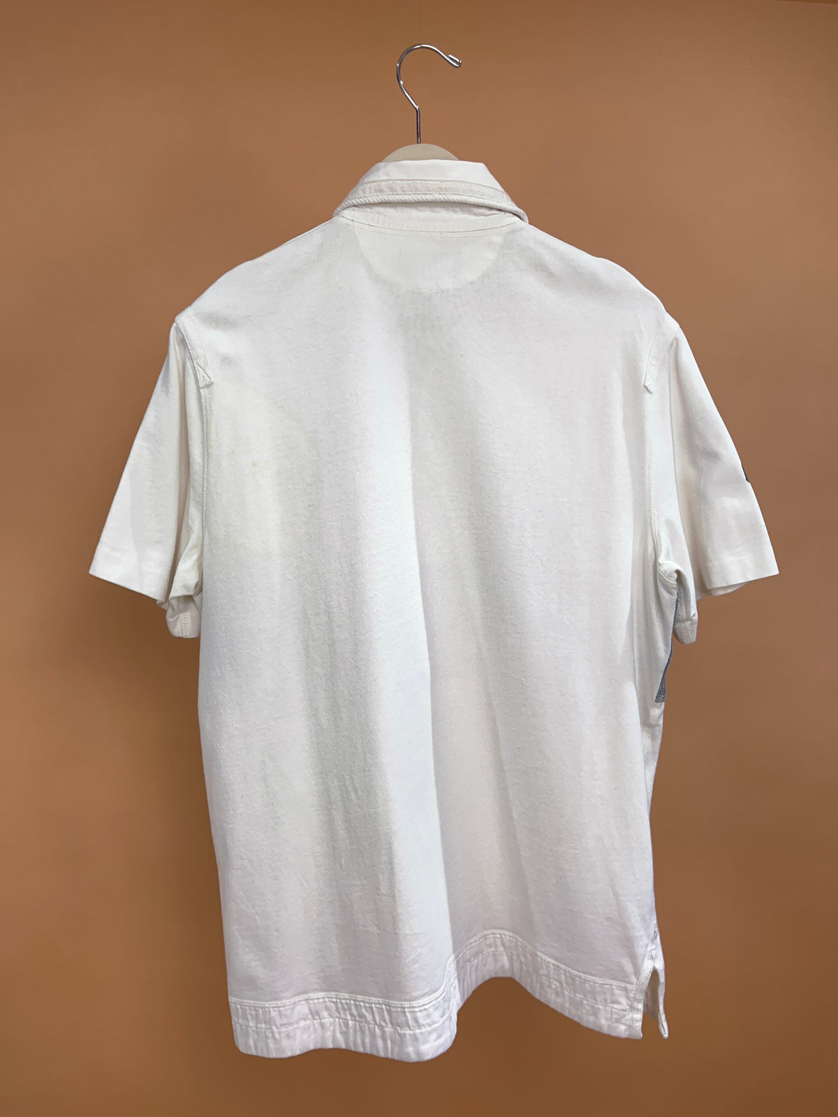 Y2K Ralph Lauren white cotton polo shirt with oversized Big Pony embroidery — Arkive Vintage