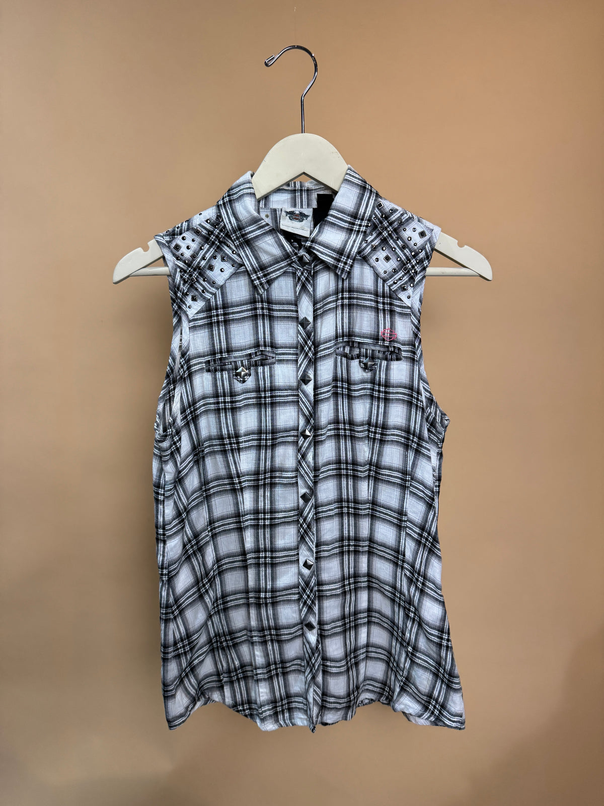 Y2K Plaid Harley Davidson Blouse