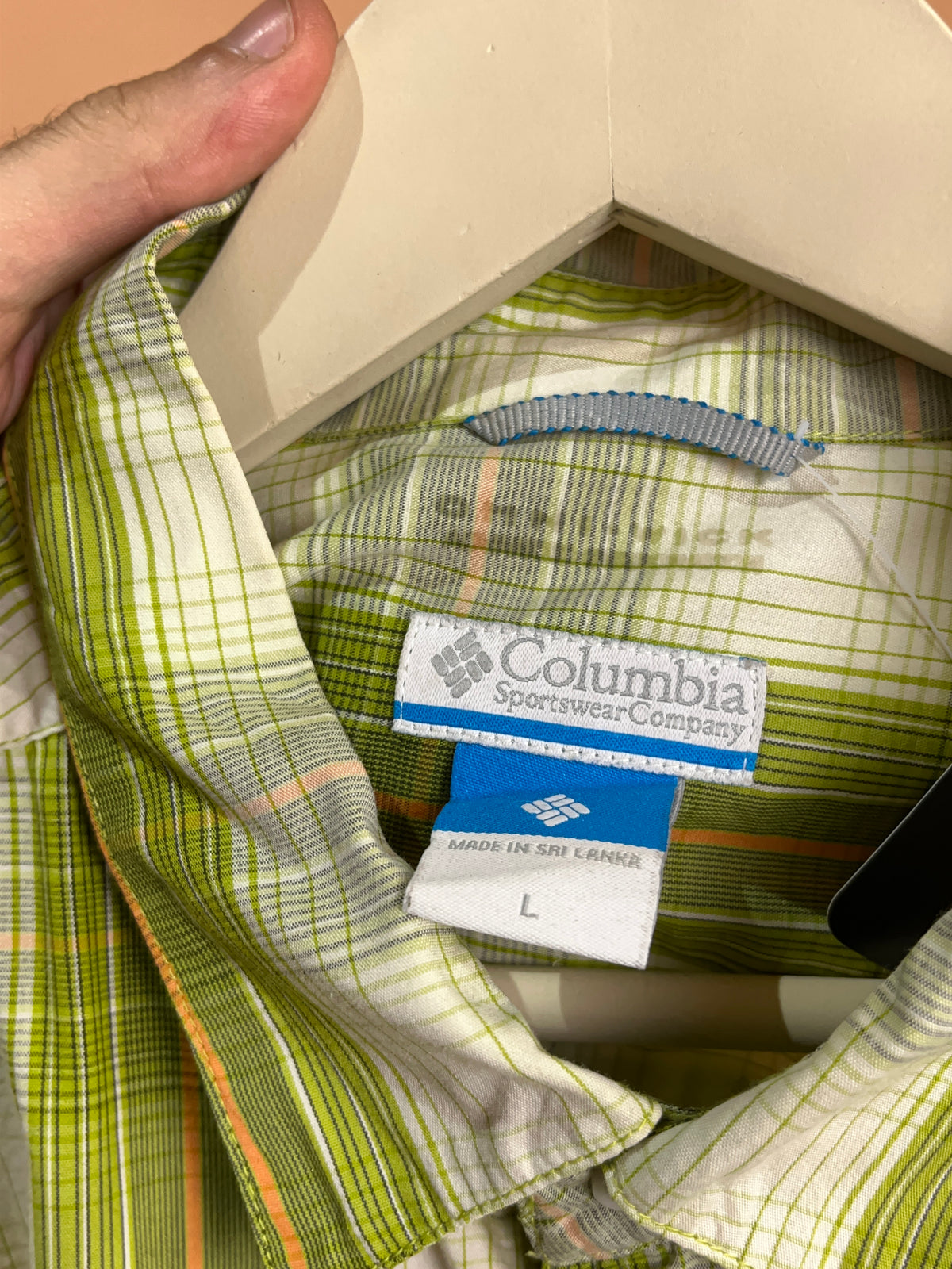 Columbia Green & Orange Plaid Shirt - L — Arkive Vintage