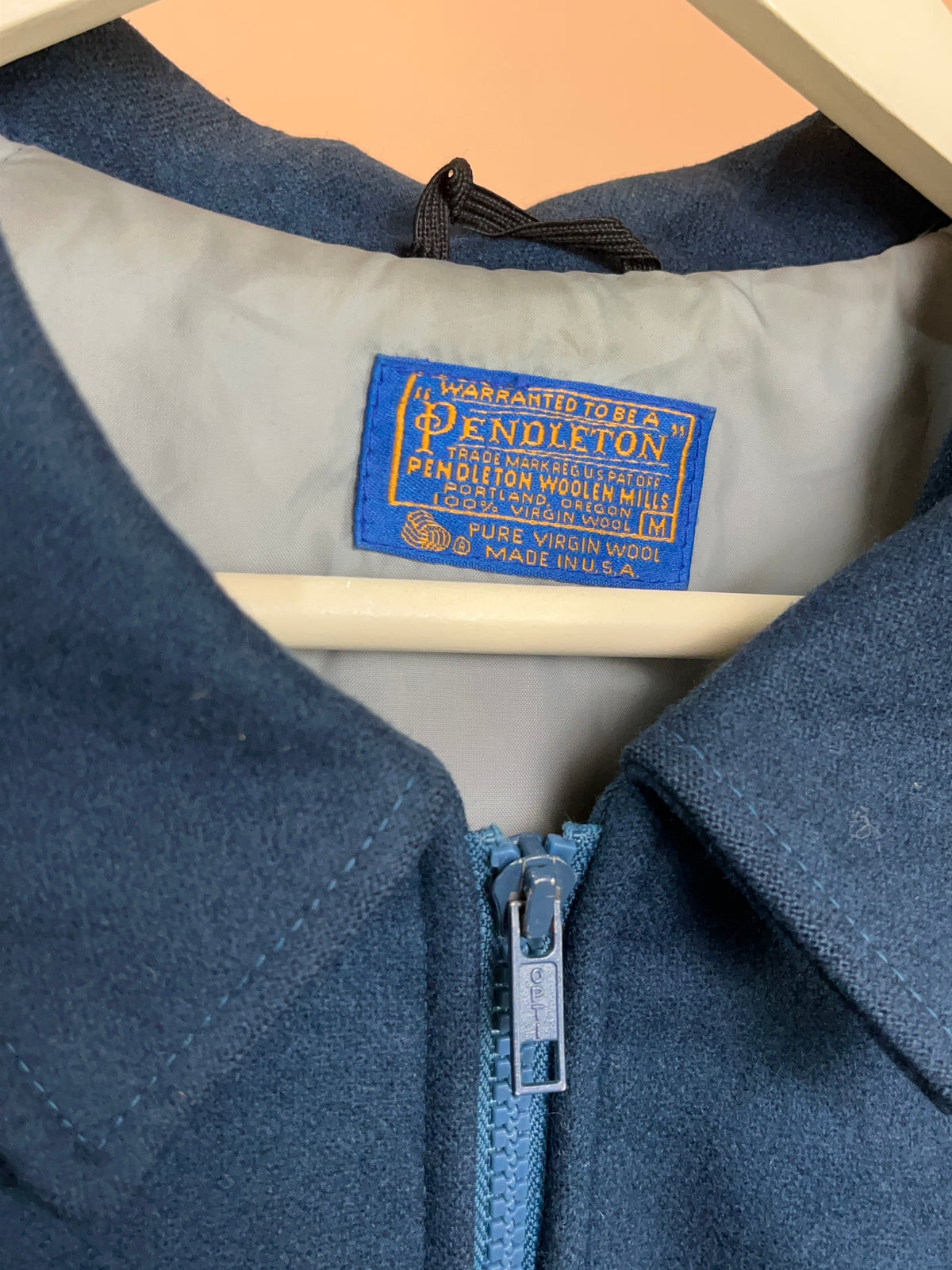 Pendleton Navy Blue Wool Bomber Jacket - Made in USA - M