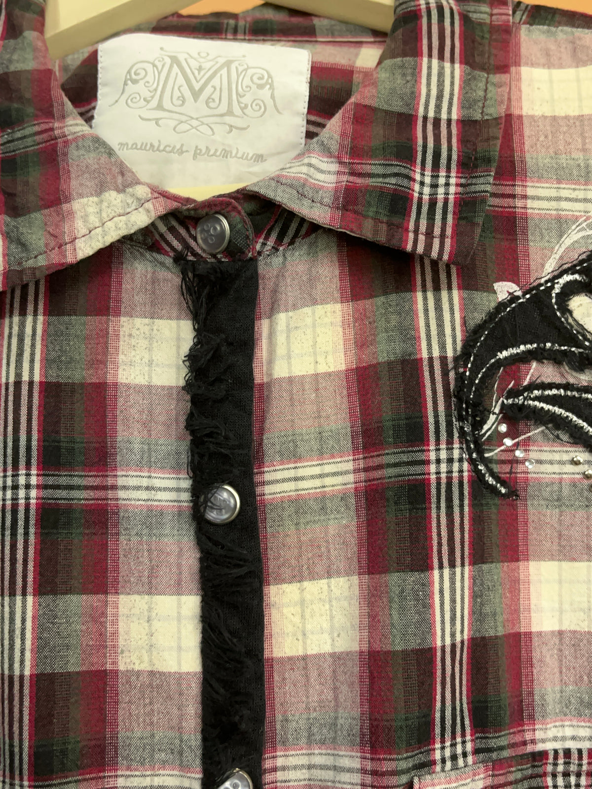 Y2K Maurices Premium Burgundy & Black Plaid Shirt