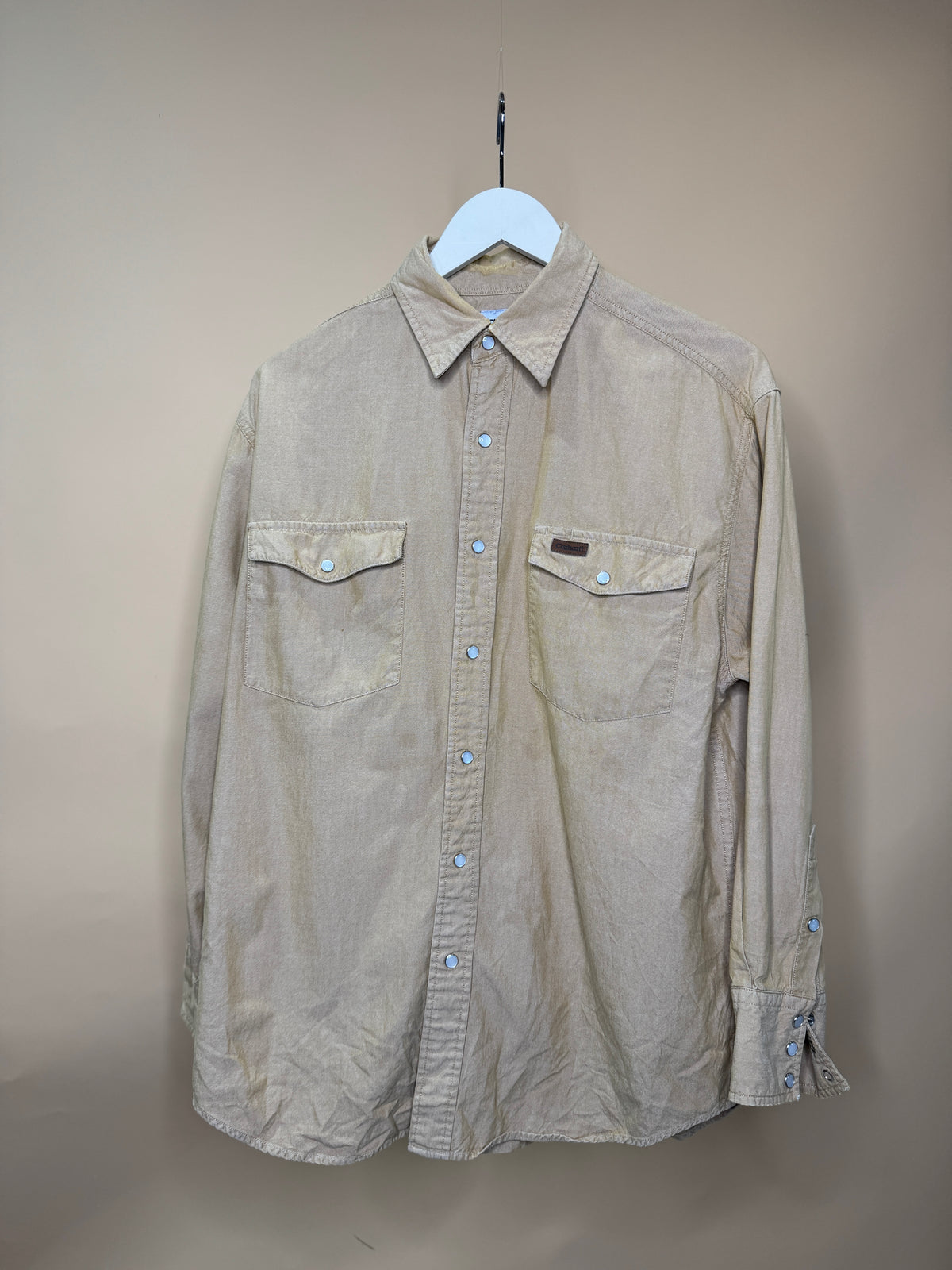 Carhartt Tan Long Sleeve Button-Up Shirt - M