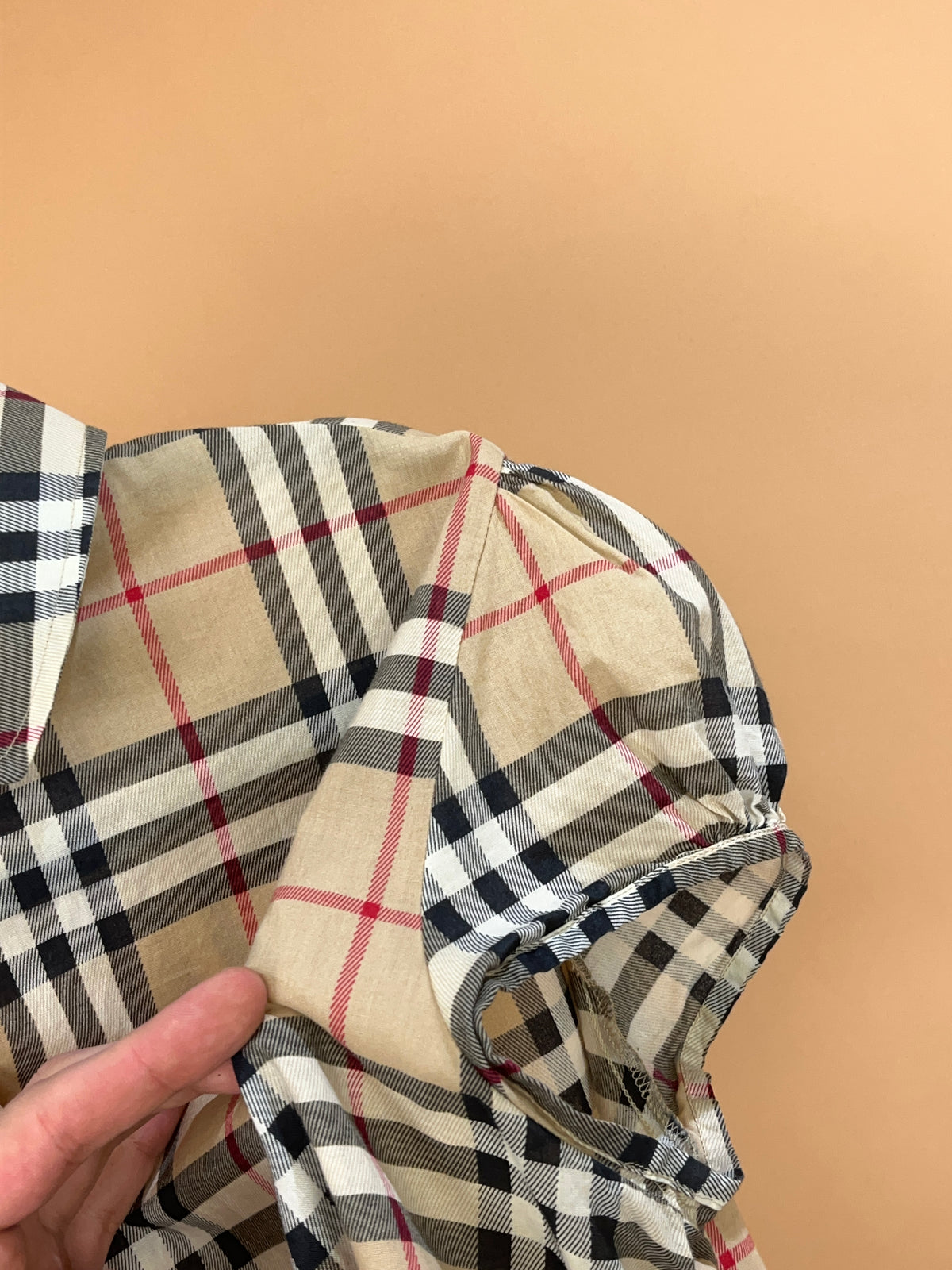 Y2k Burberry London Nova Check Cap Sleeve Blouse - L