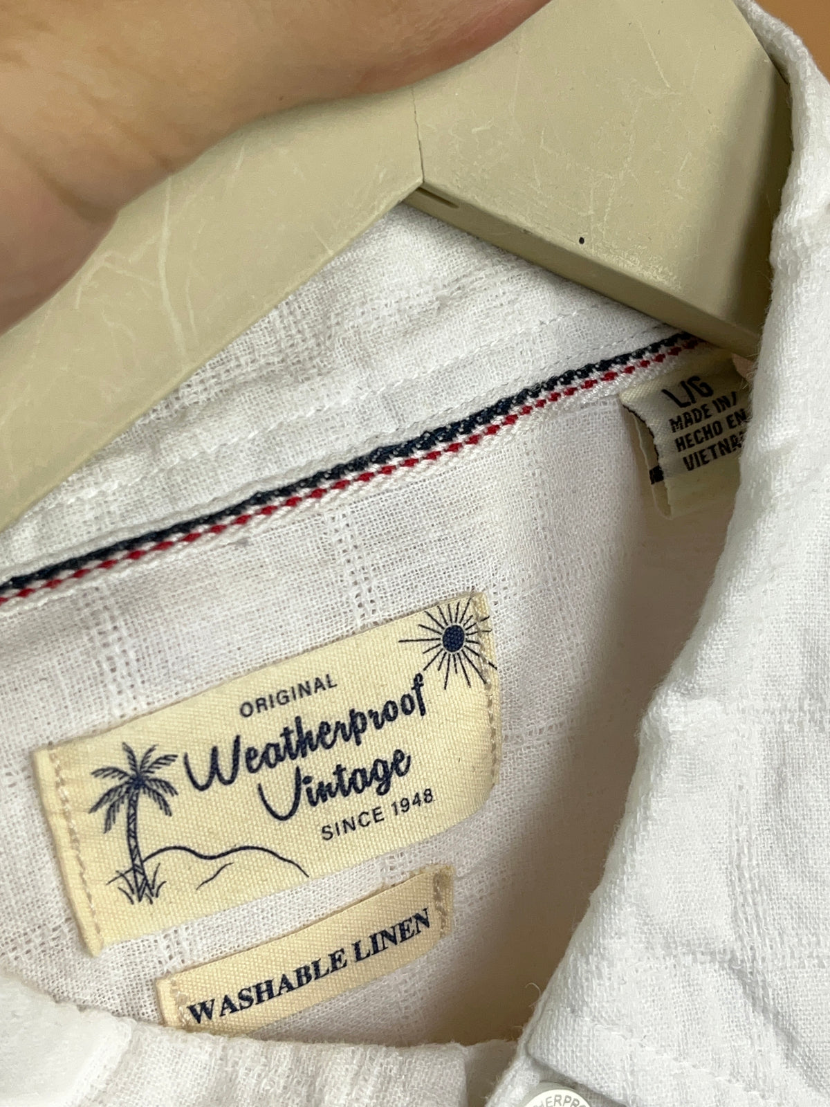 Y2K Weatherproof Vintage white linen-cotton short sleeve shirt, relaxed fit — Arkive Vintage
