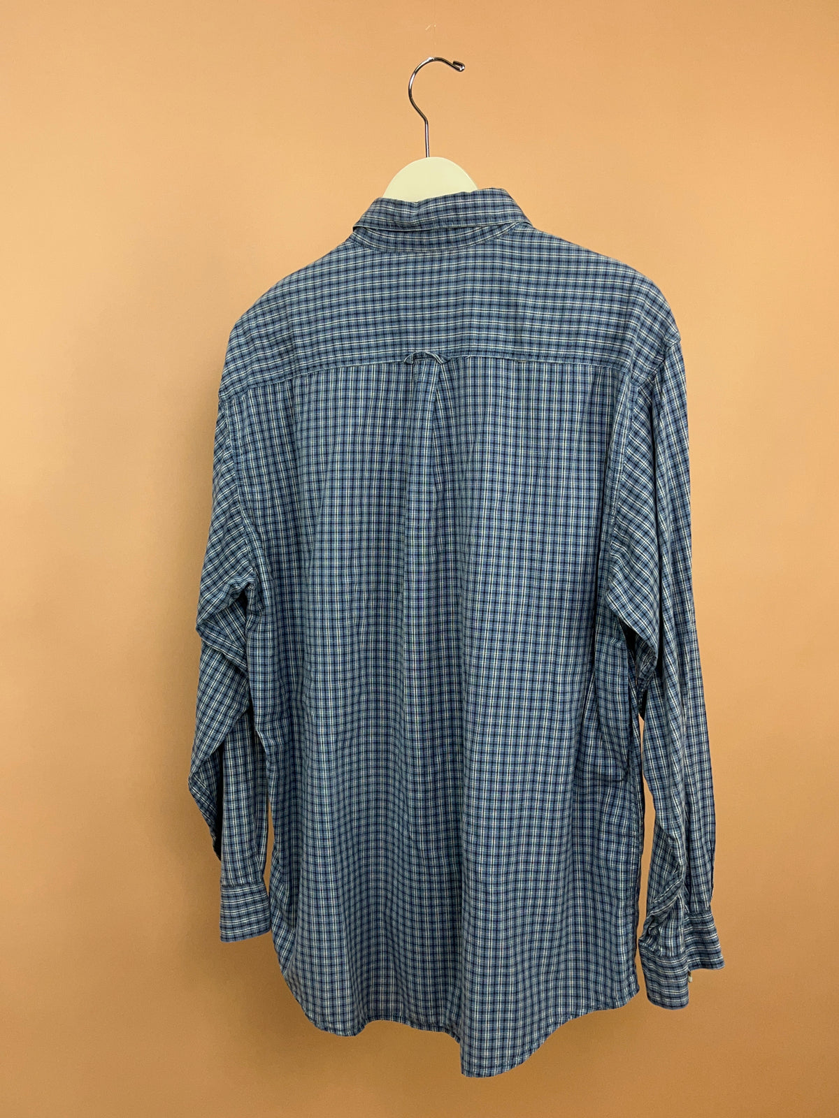 1990s Columbia Blue & White Plaid Cotton Shirt - L