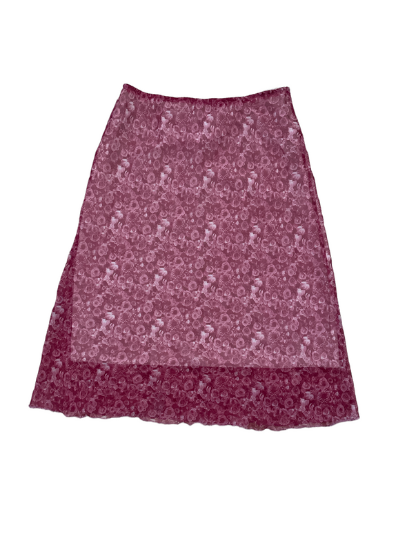 1990's Pink Rose Midi Skirt
