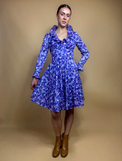 1960's Purple Floral Go-Go Dress - Union Made