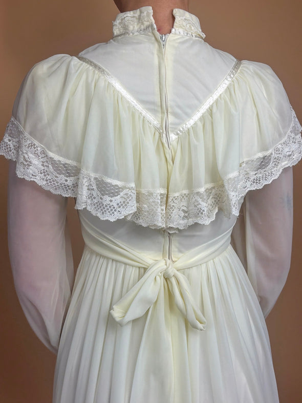 1970's Lace Prairie Dress - Union Made