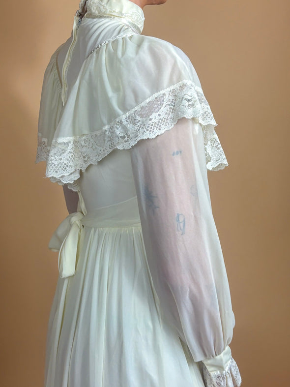 1970's Lace Prairie Dress - Union Made