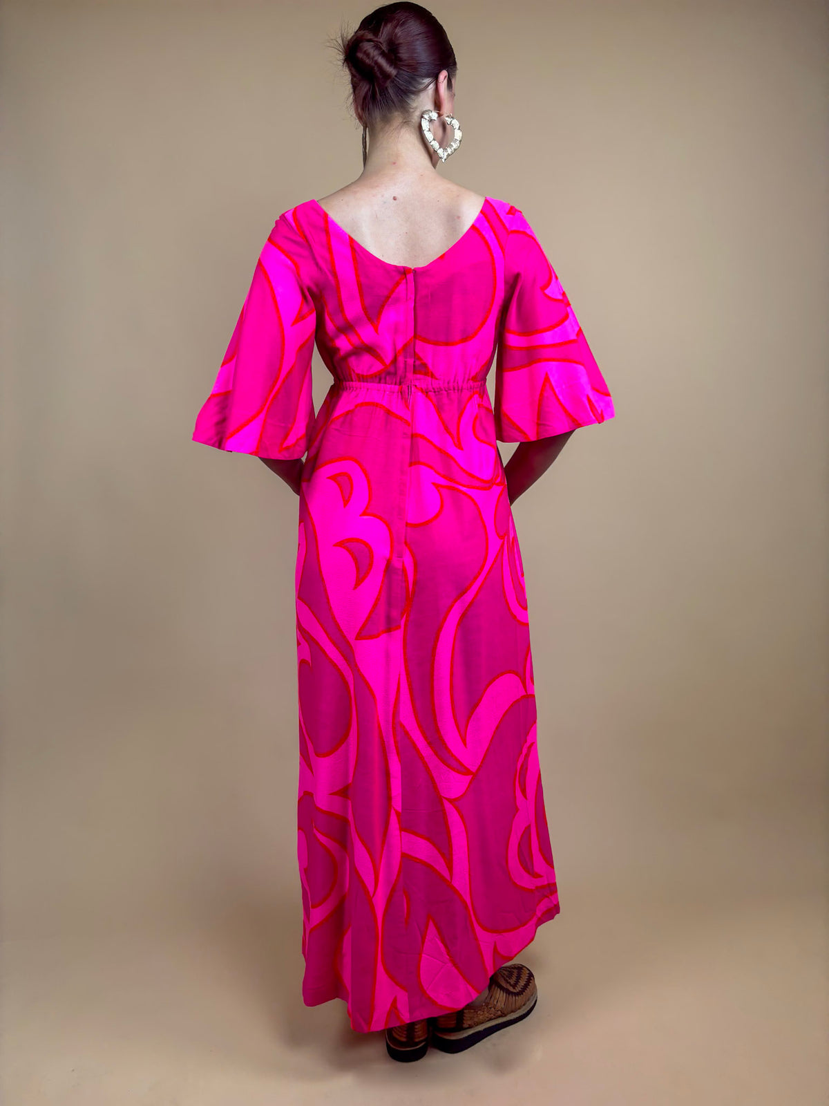 1970s Neon Pink & Fuchsia Muumuu Dress - 10