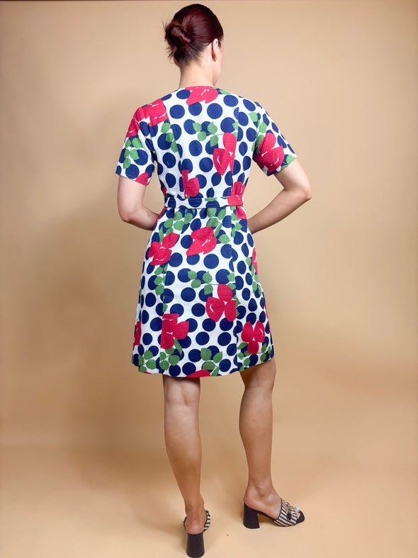 1960's Polka Dot & Floral A/line Dress