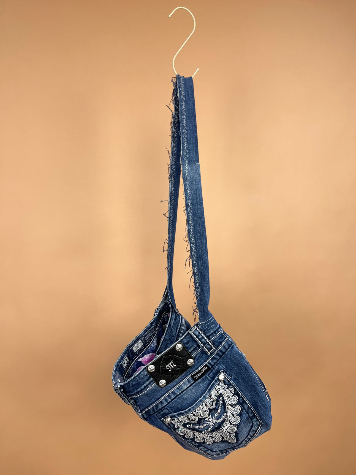 A/New Upcycled Denim Handbag Navy/Floral