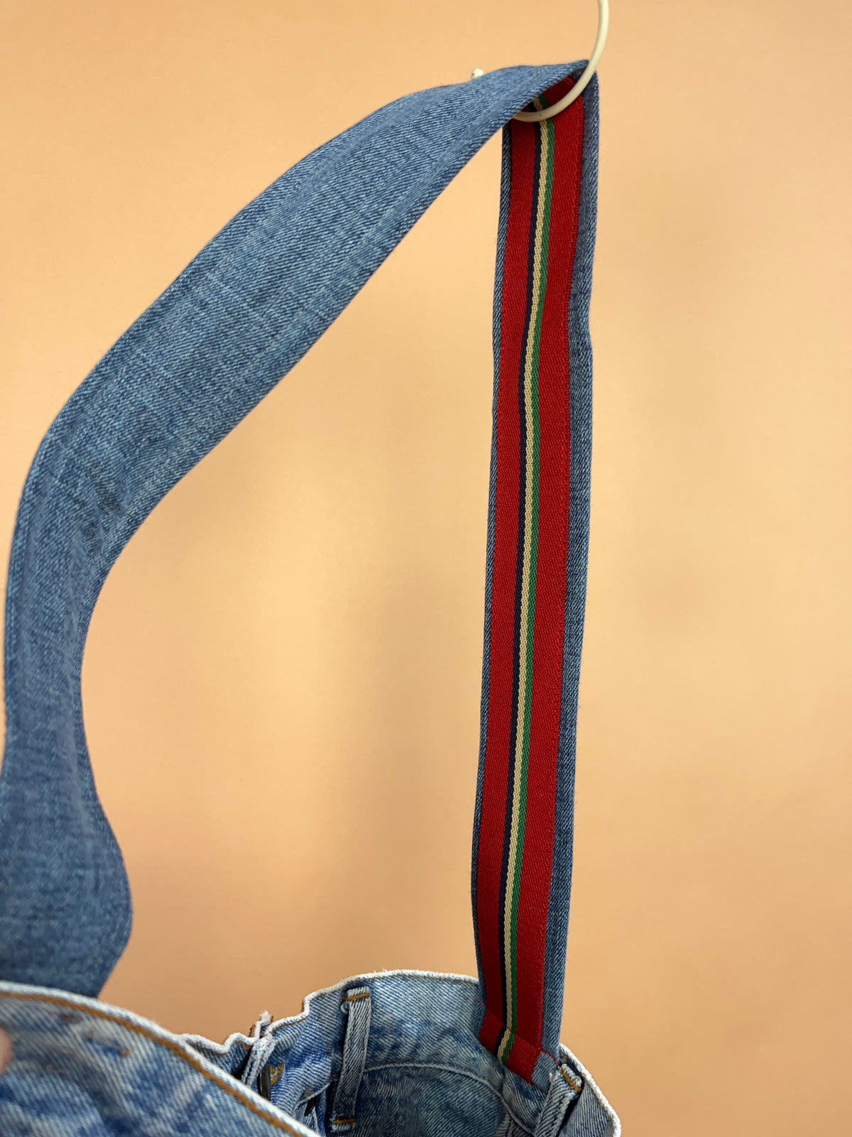 A/New Upcycled Denim Handbag Navy/Pink