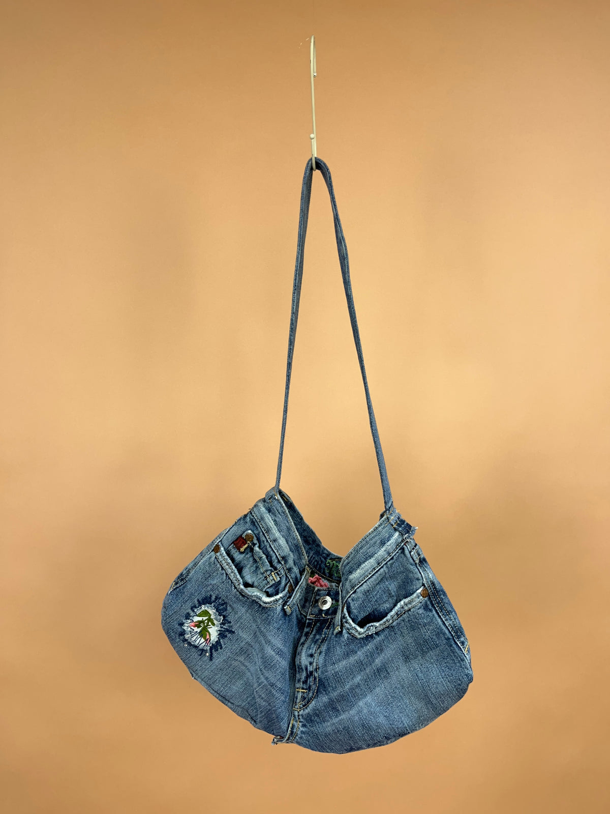 A/New Upcycled Denim Handbag Navy/Multi