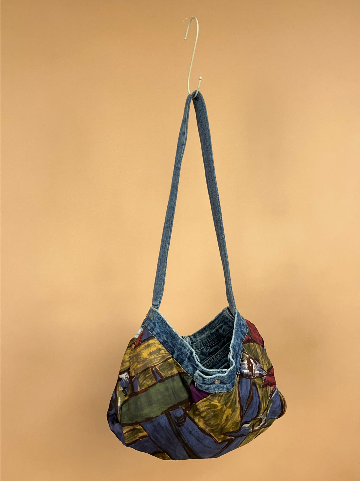 A/New Upcycled Denim Handbag Navy/Multi