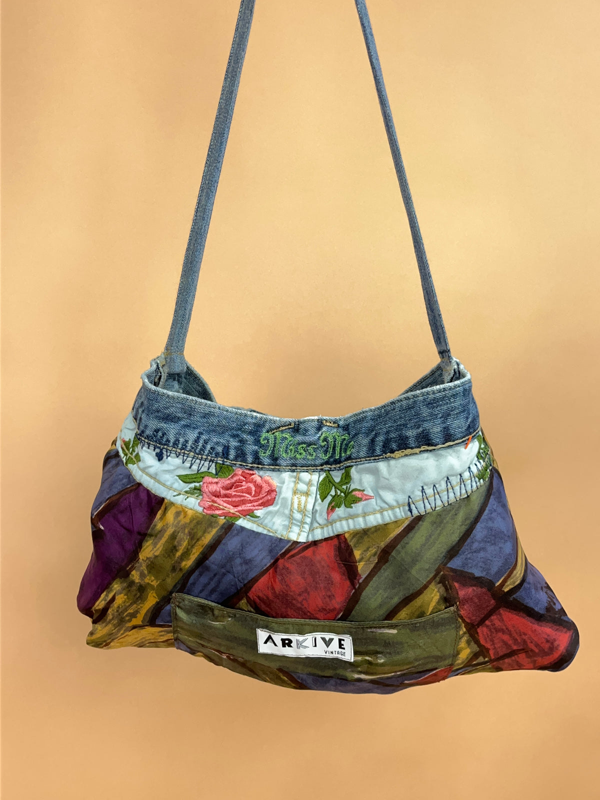 A/New Upcycled Denim Handbag Navy/Multi