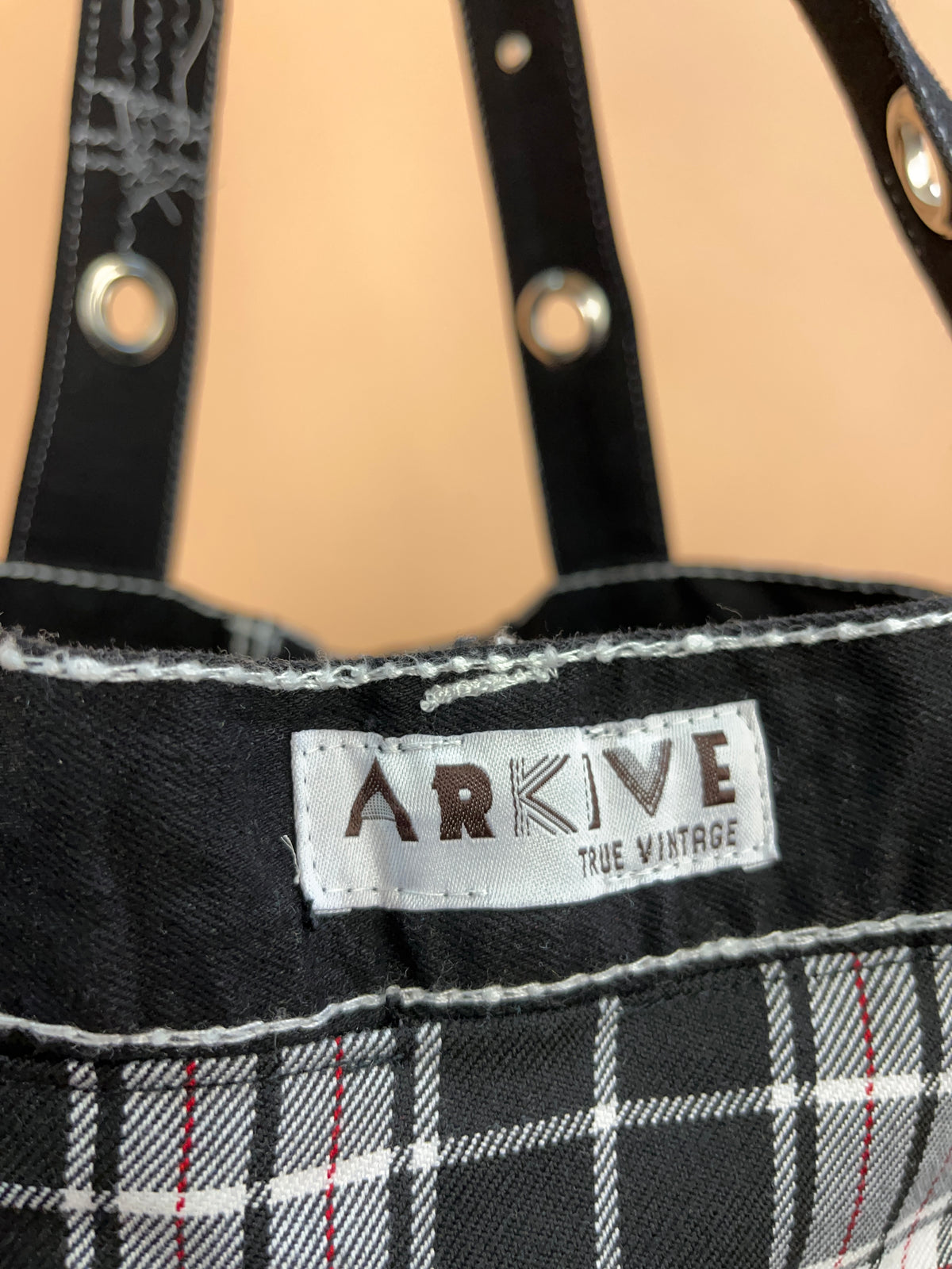 A/New Upcycled Denim Handbag Black/Plaid