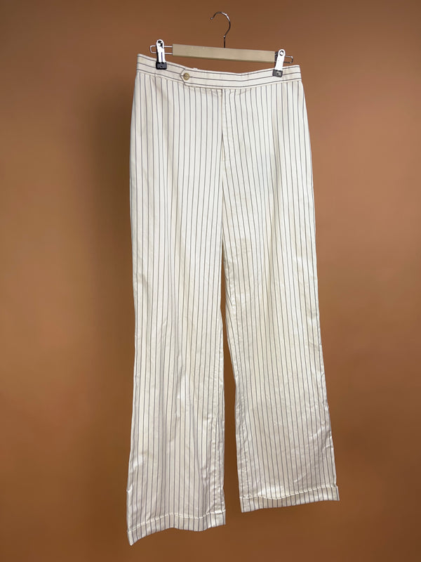 Y2k Ralph Lauren Golf White/Black Pinstripe Trousers - 8
