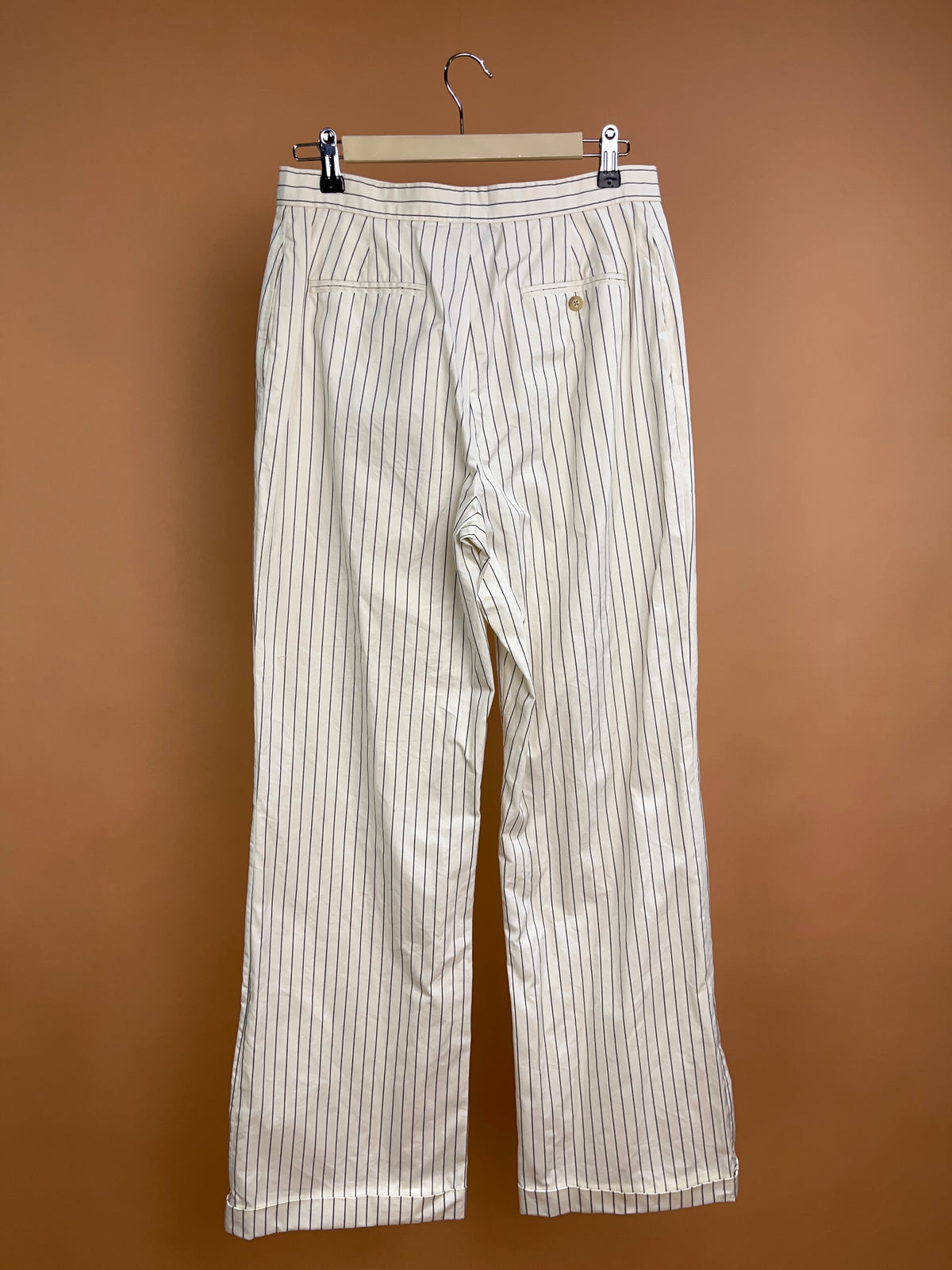 Y2k Ralph Lauren Golf White/Black Pinstripe Trousers - 8