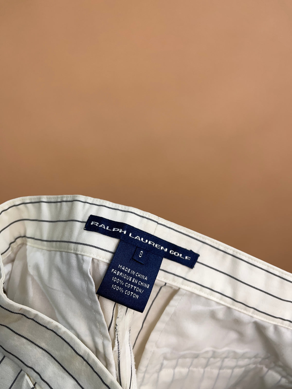 Y2k Ralph Lauren Golf White/Black Pinstripe Trousers - 8