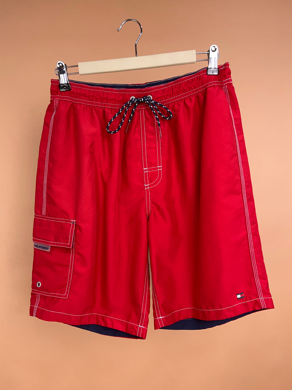 Y2k Tommy Hilfiger Red Swim Shorts - S