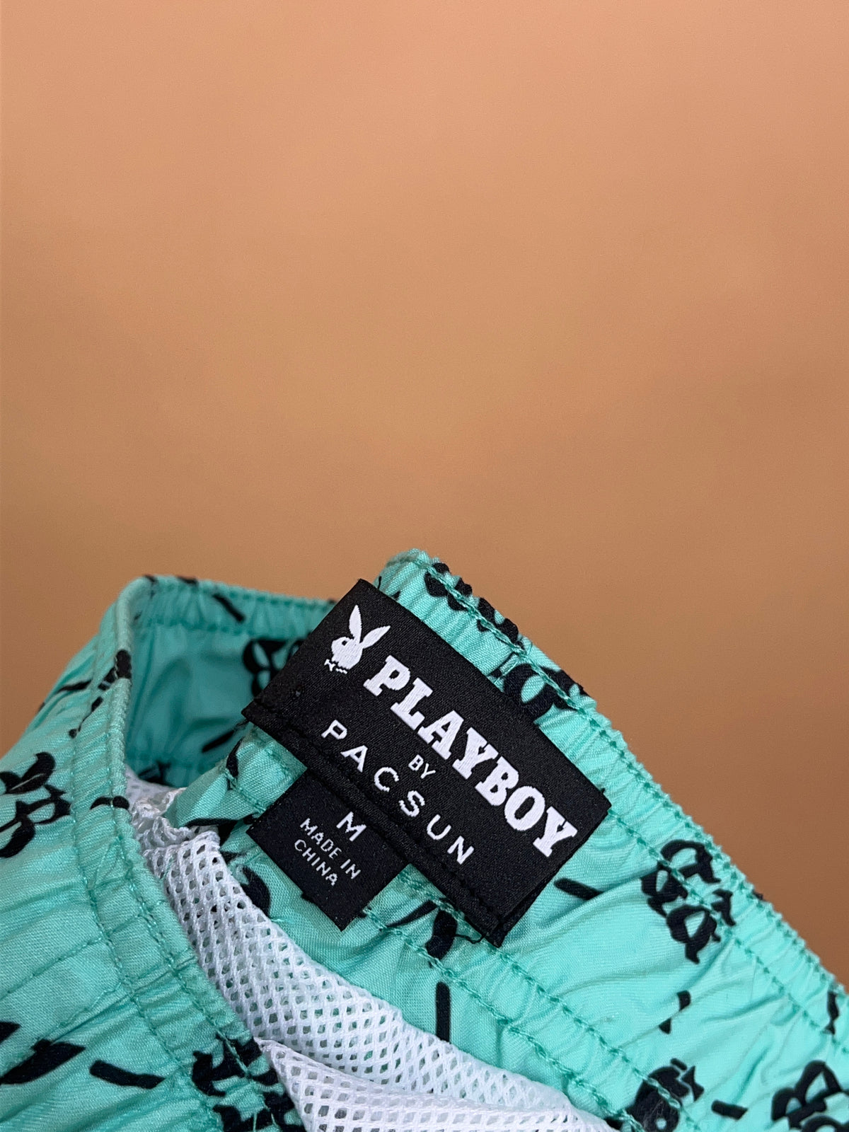 Y2k Playboy Mint Green Swim Shorts - M