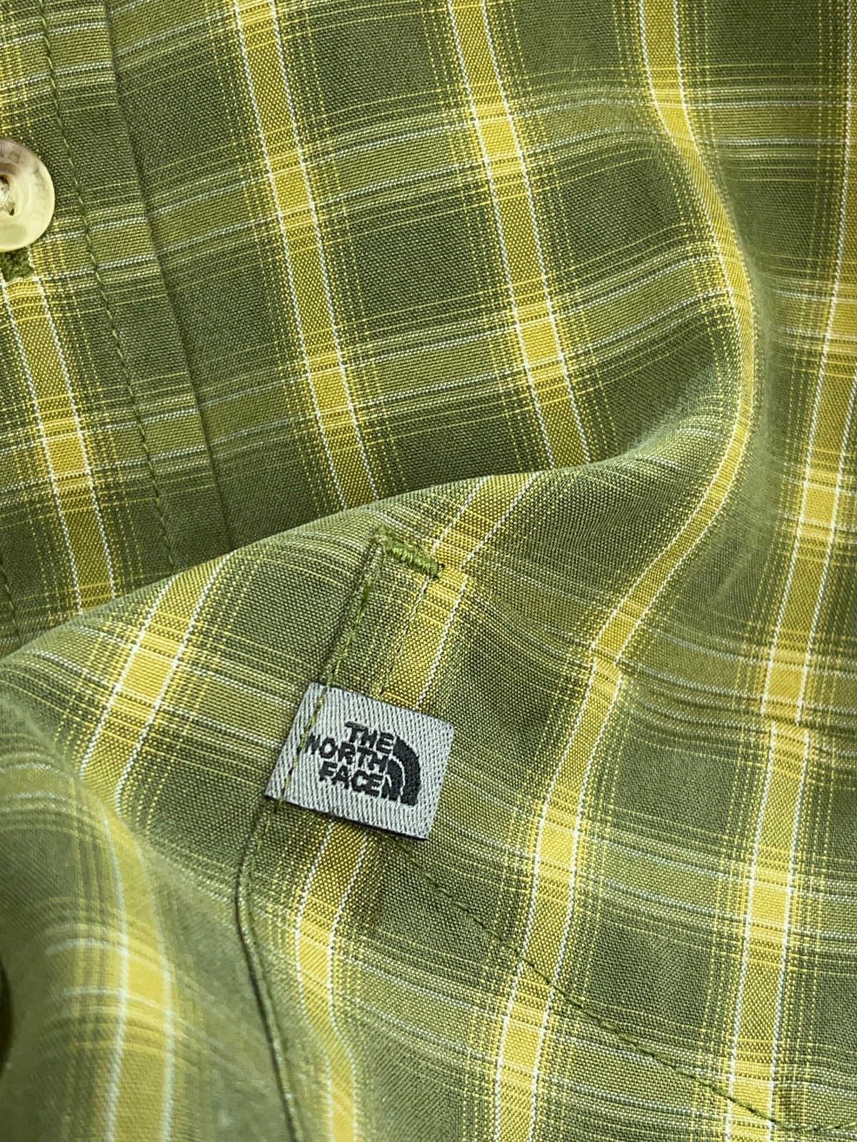 Y2k The North Face 'TNF' Modal Mustard/Green Plaid Shirt - XL