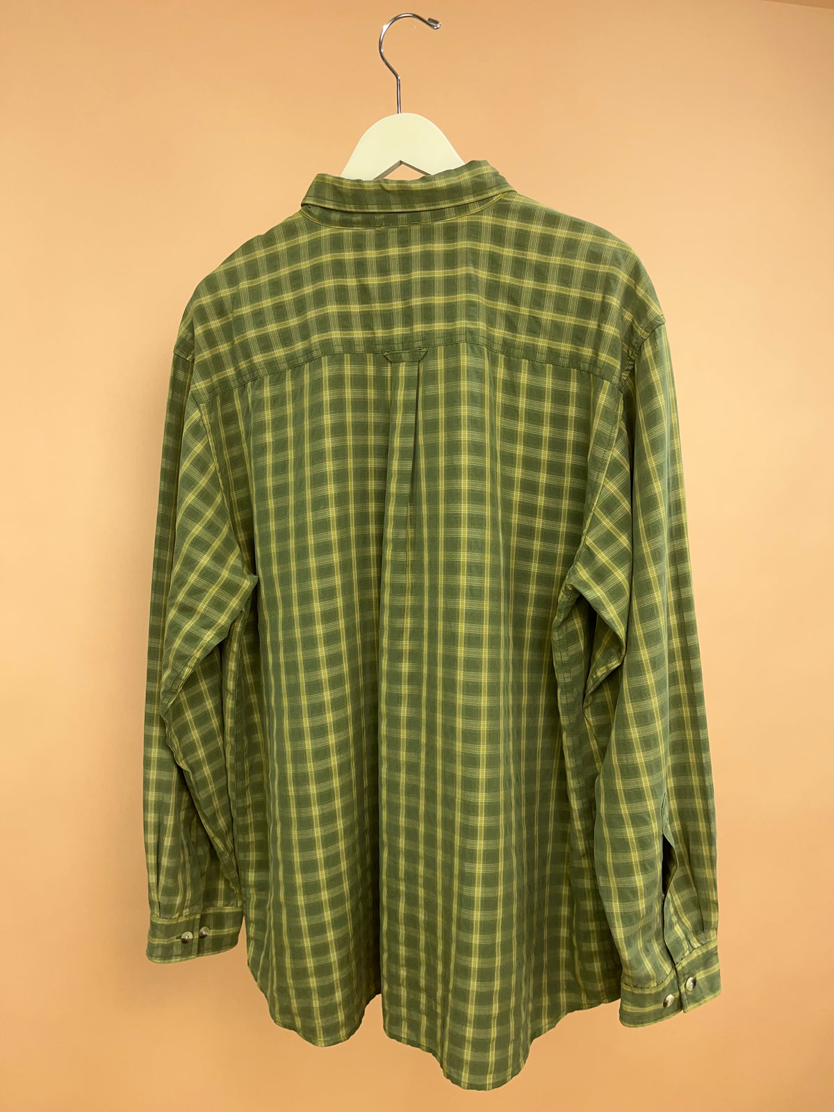 Y2k The North Face 'TNF' Modal Mustard/Green Plaid Shirt - XL