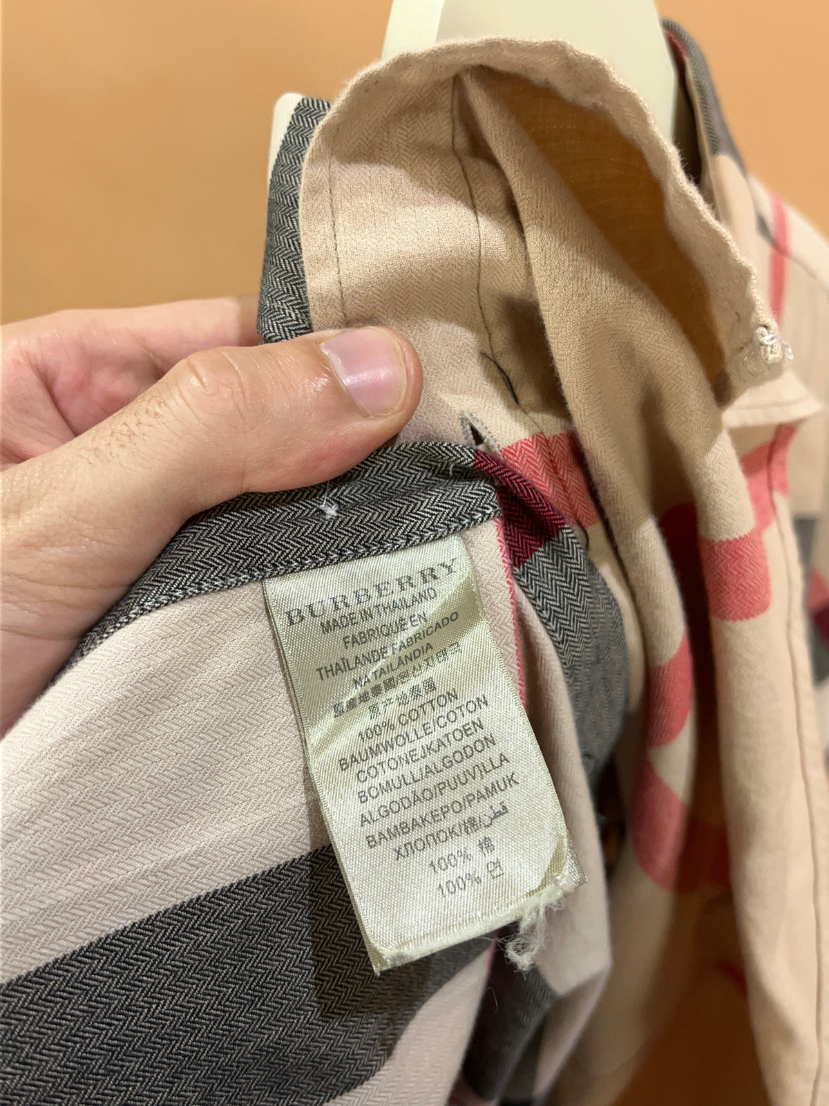 Y2K Burberry classic plaid button-down shirt with embroidered logo — Arkive Vintage