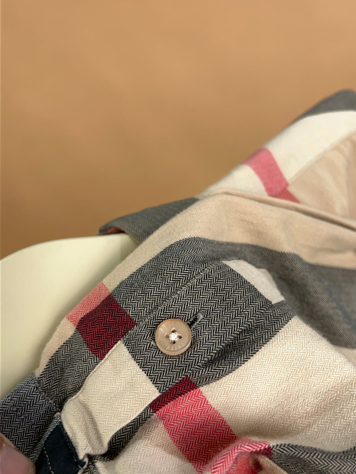 Y2K Burberry classic plaid button-down shirt with embroidered logo — Arkive Vintage