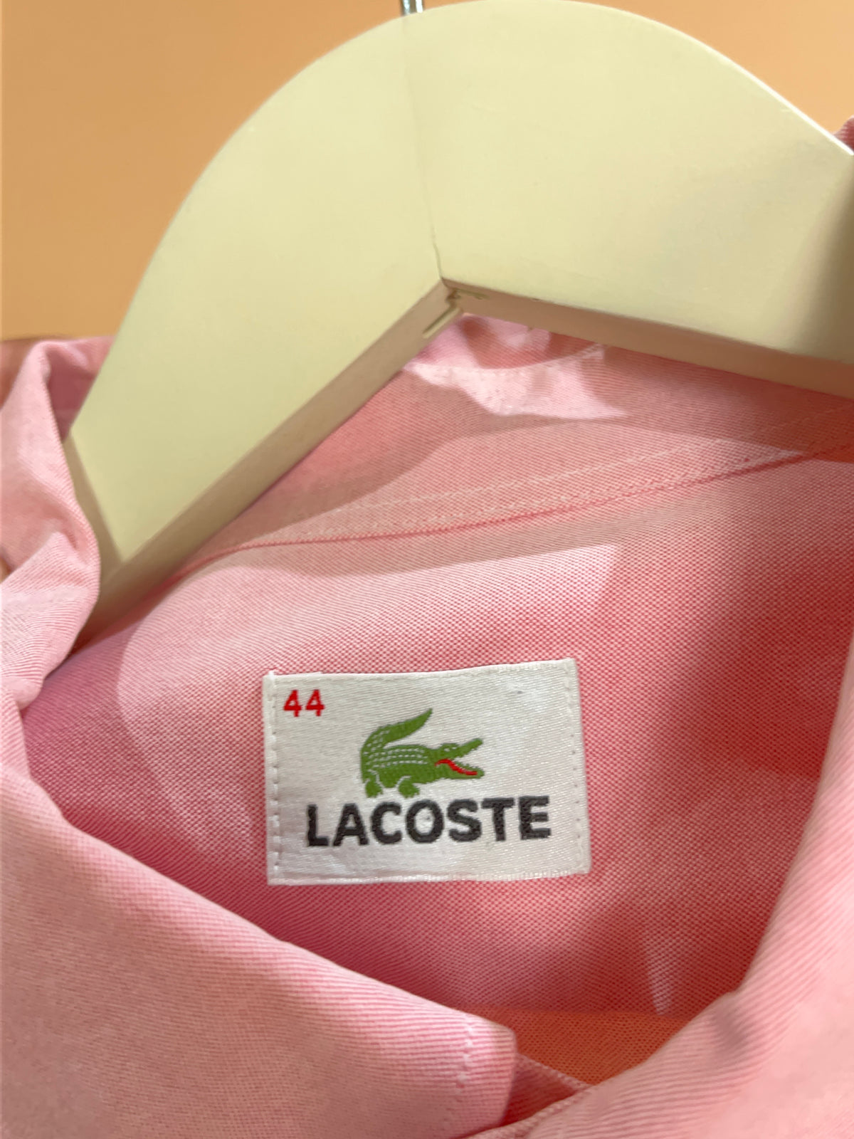 1990s Lacoste Salmon Pink Lightweight Cotton Shirt - L