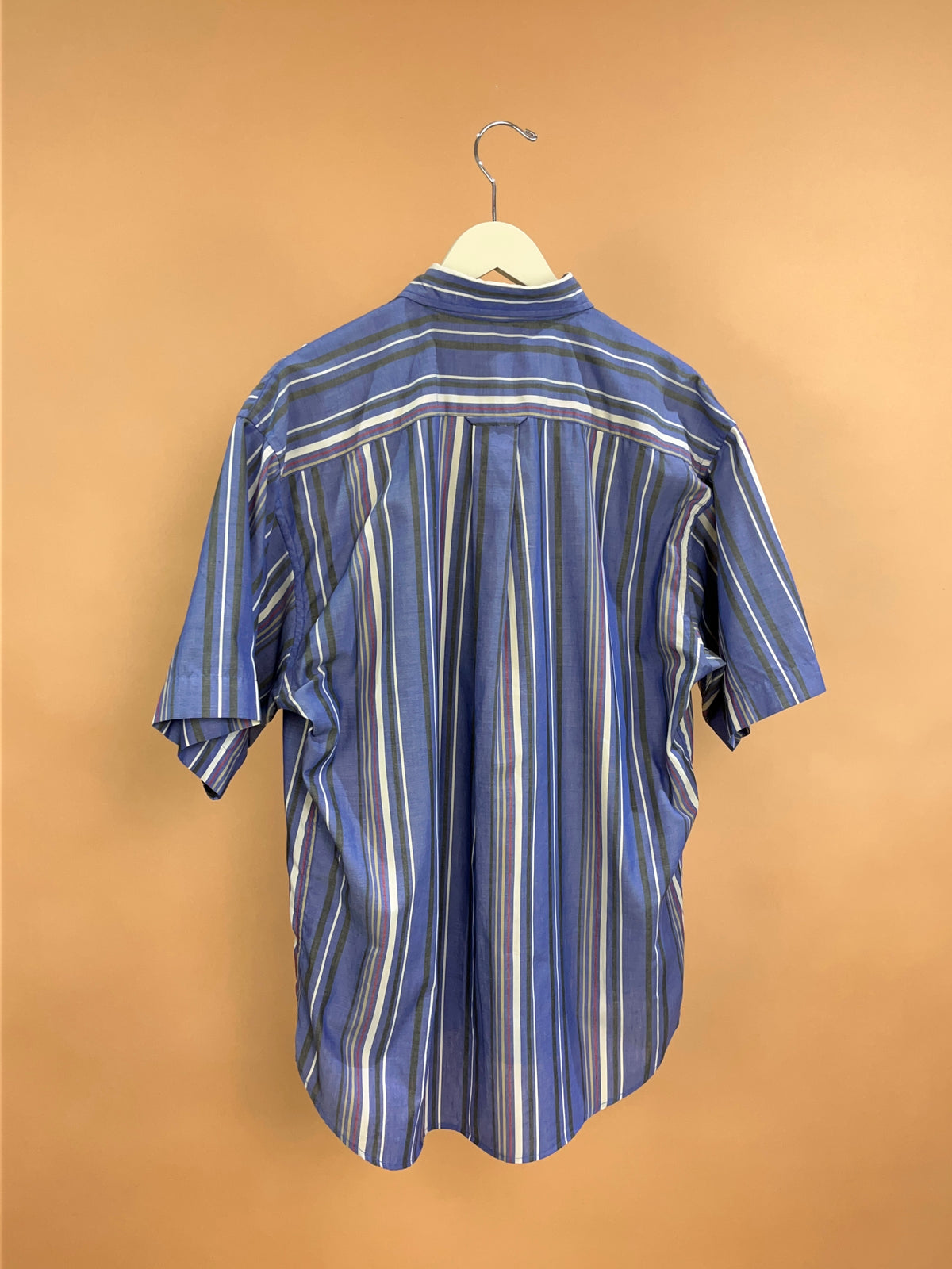 1990s Christian Dior Slate Blue Tonal Pinstripe Shirt - L