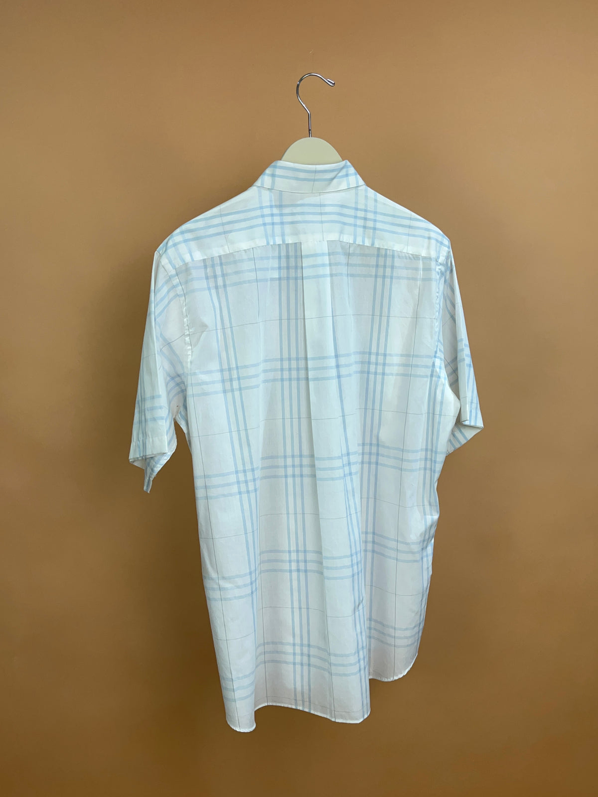 1990s Christian Dior White & Blue Plaid Lightweight Cotton Shirt - L