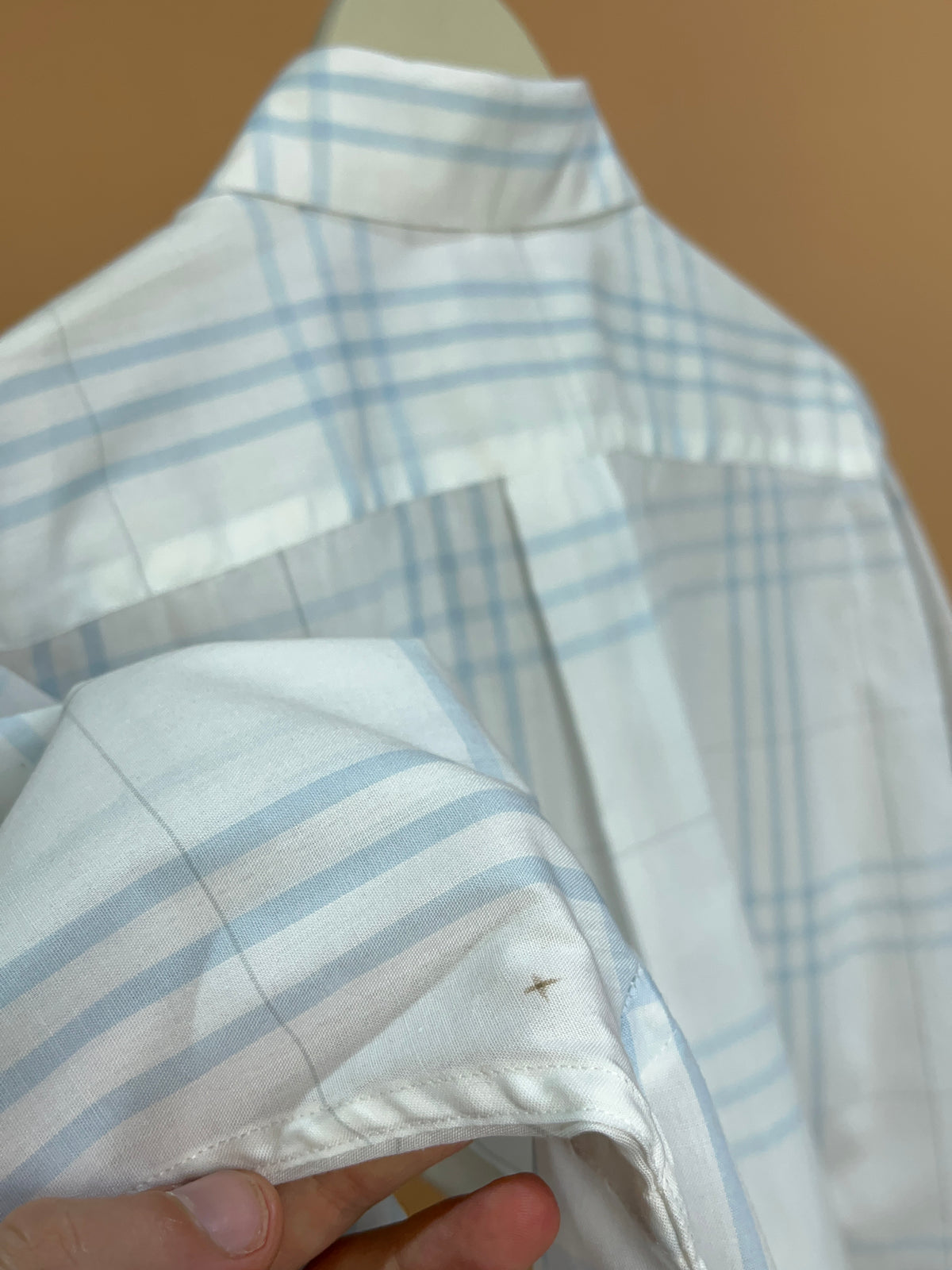 1990s Christian Dior White & Blue Plaid Lightweight Cotton Shirt - L