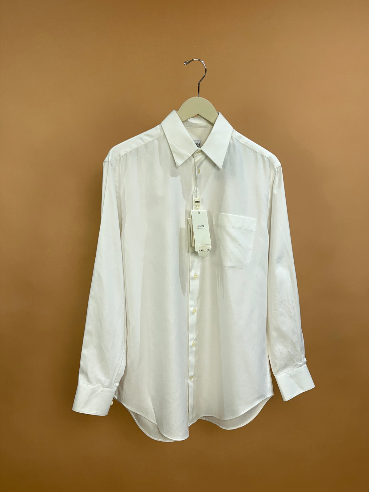 Y2K Armani White Fitted Cotton Shirt - S
