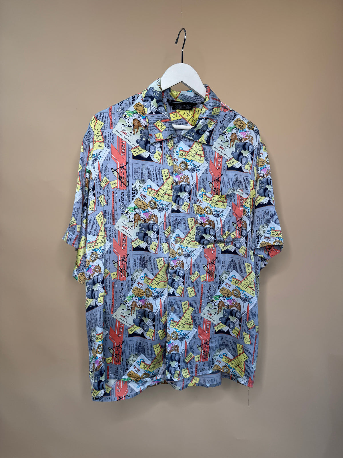 1990s Horse Racing Comic Illustrated Button-up Shirt - M