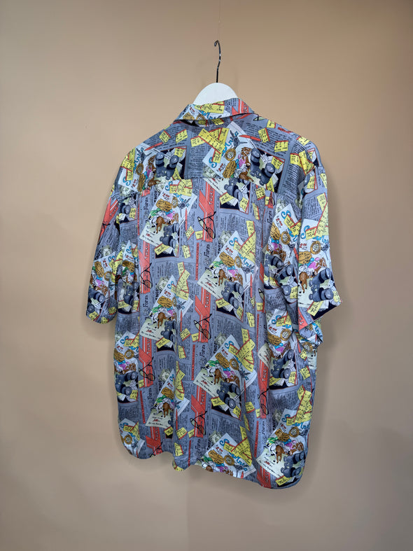 1990's Horse Racing Comic Illustrated Button-up Shirt