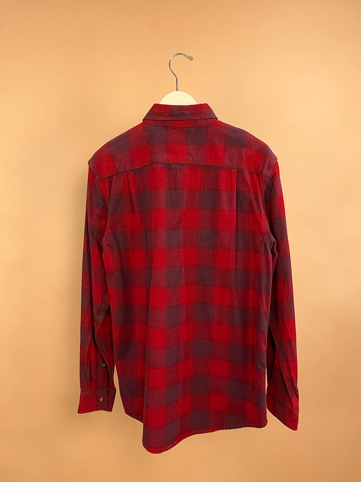 1990s Carhartt Red & Burgundy Plaid Heavy Cotton Shirt - S