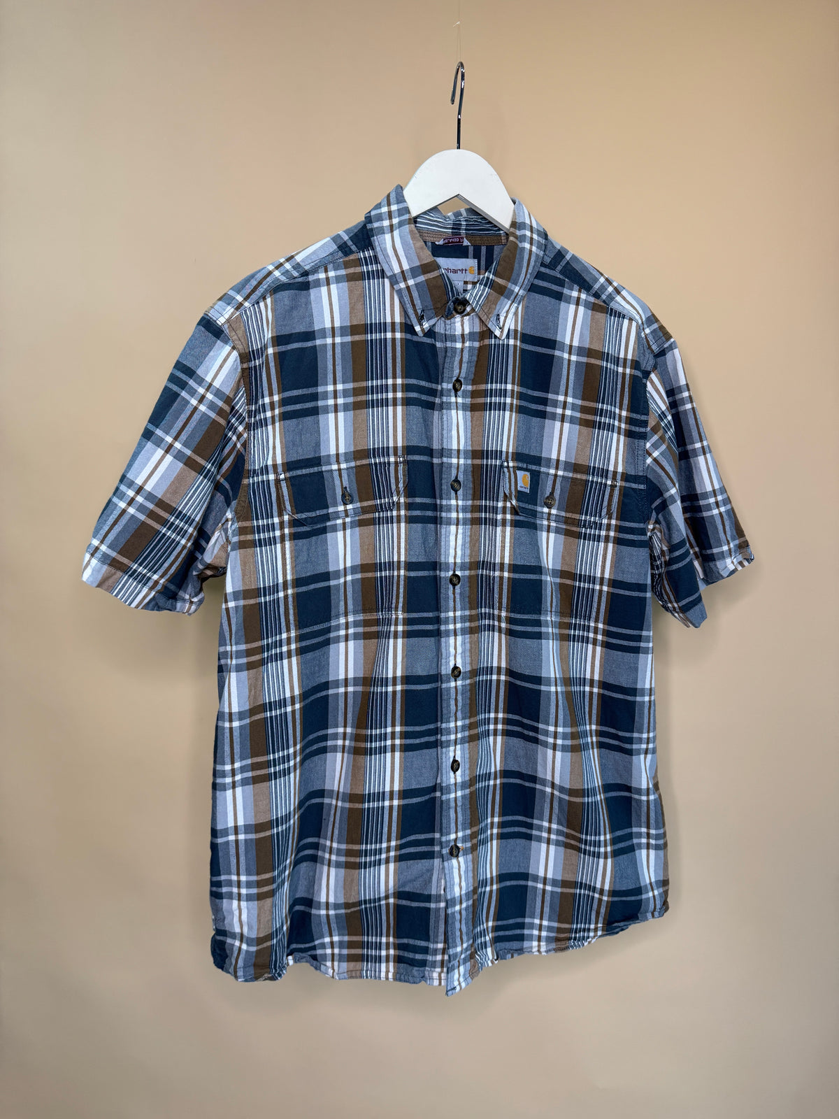 Carhartt Grey & Brown Plaid Button-up Shirt - XL