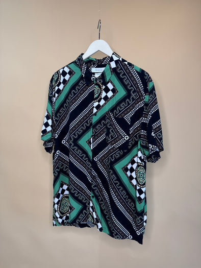 Y2K Geometric Graphic Print Shirt
