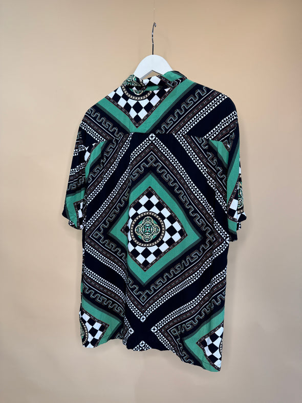 Y2K Geometric Graphic Print Shirt