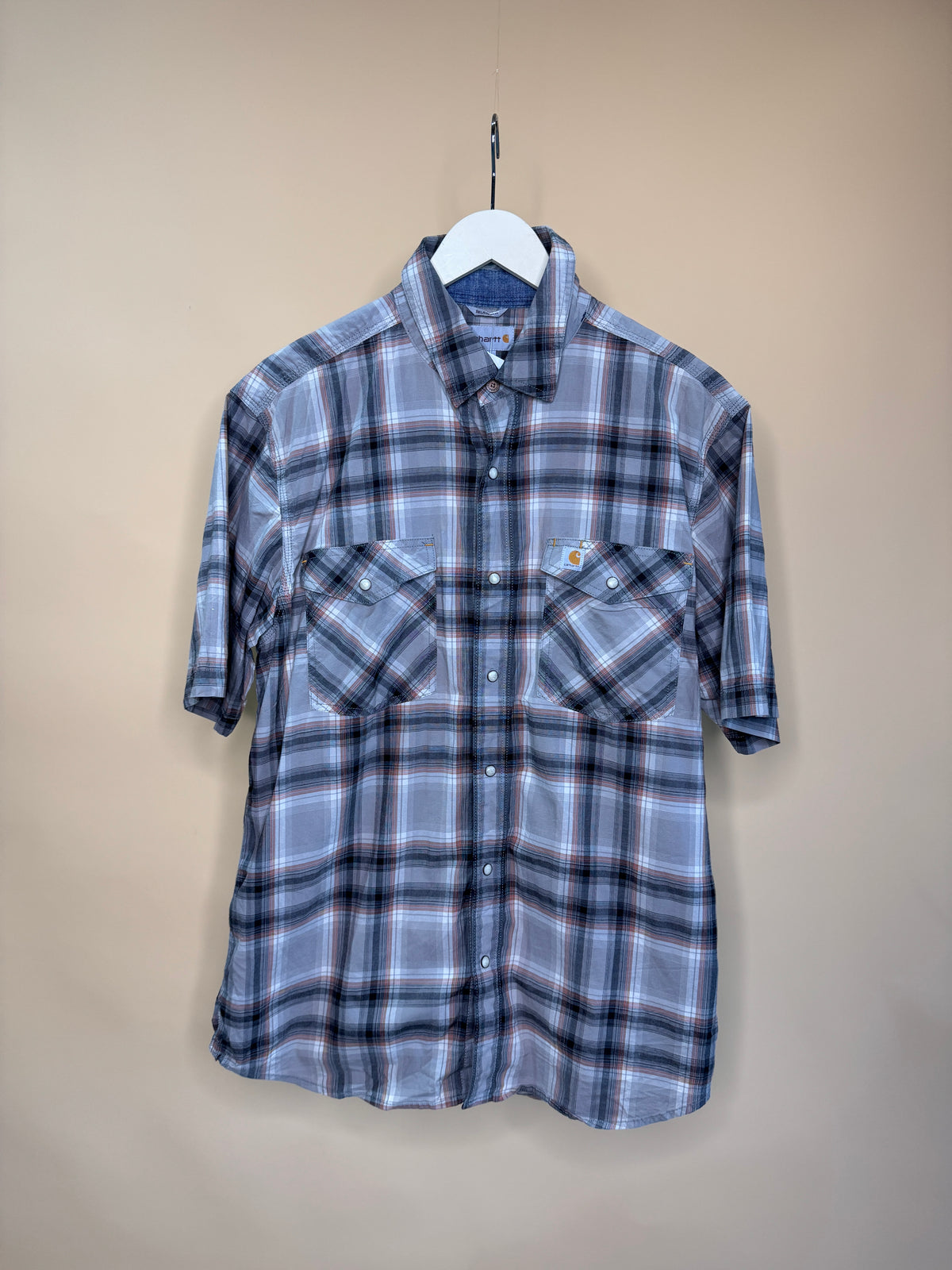 Carhartt Grey & Red Plaid Button-up Shirt - M