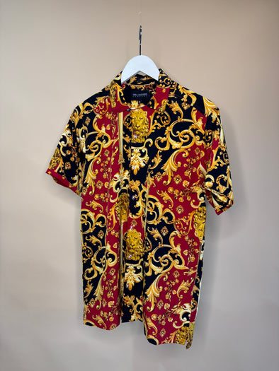 1990's Grecian Print Button-up Shirt