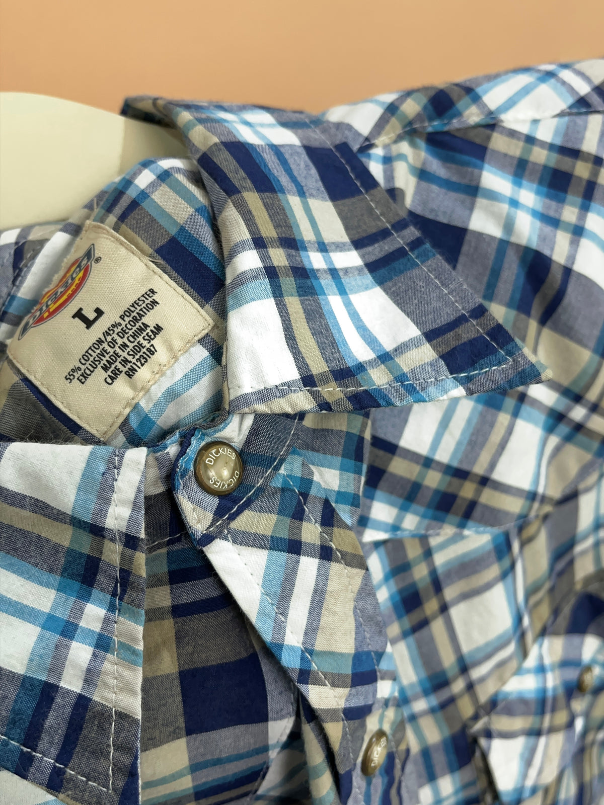 Y2k Dickies Plaid Snap Button Shirt - L