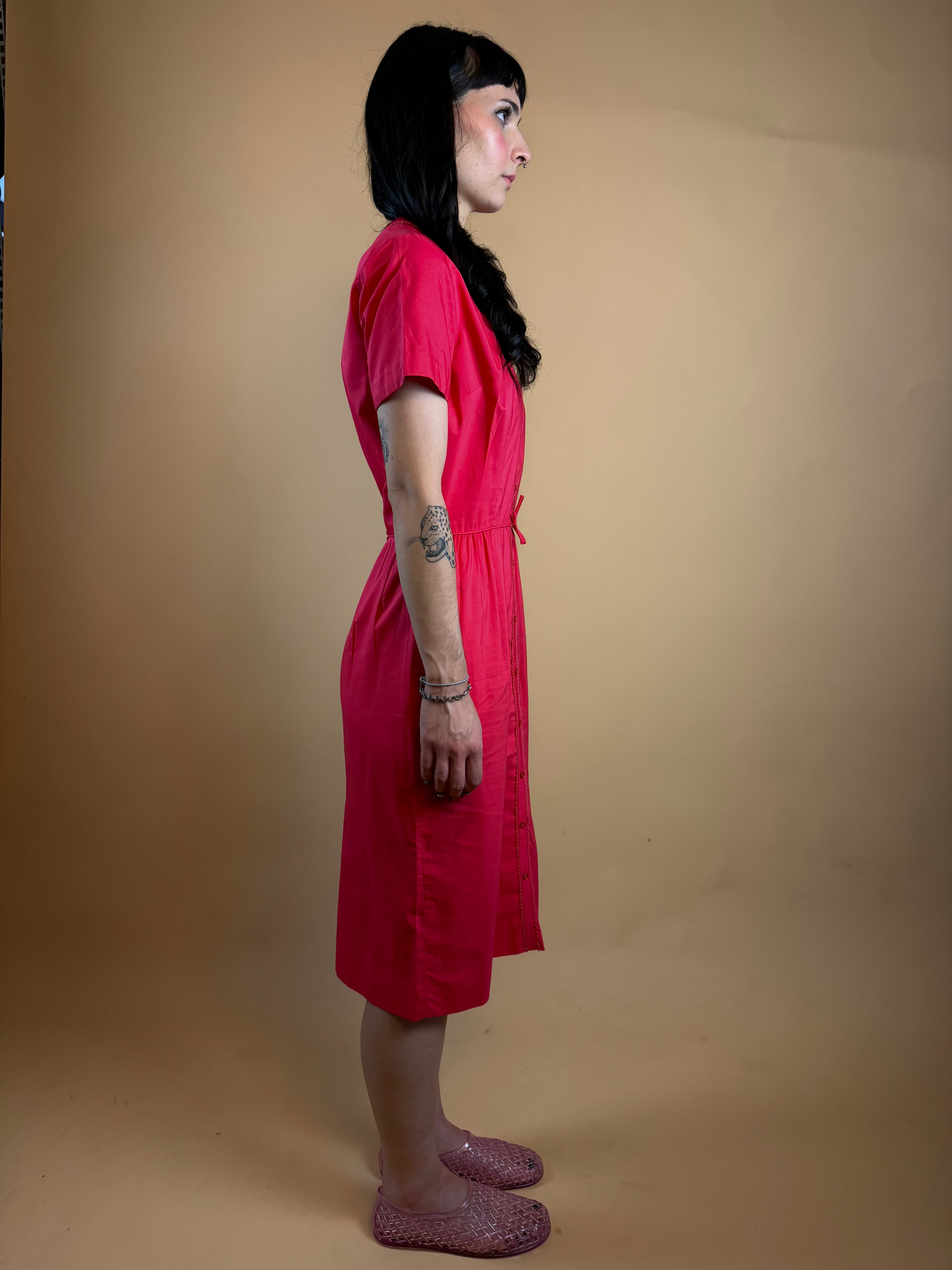 Bobbie Brooks 1960s Watermelon Pink Dress - USA Made - 8
