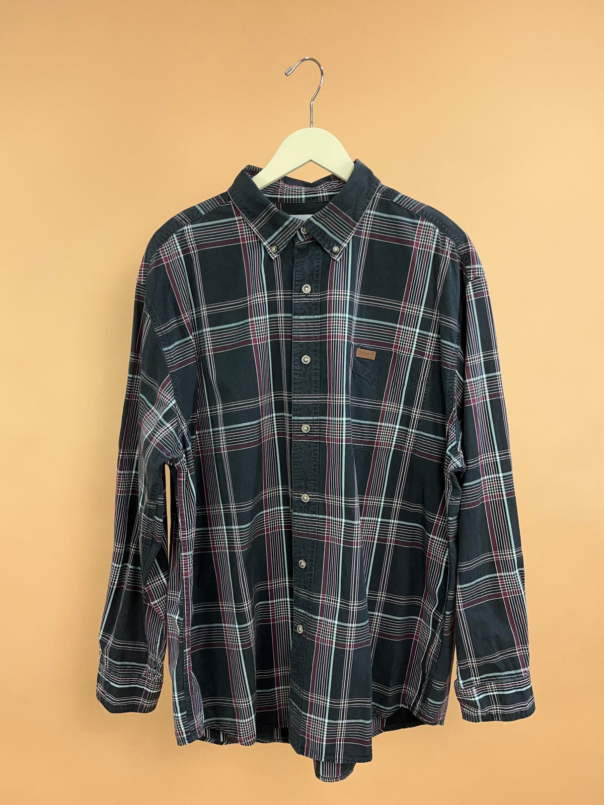 Y2K Carhartt Black & Burgundy Plaid Shirt - XL
