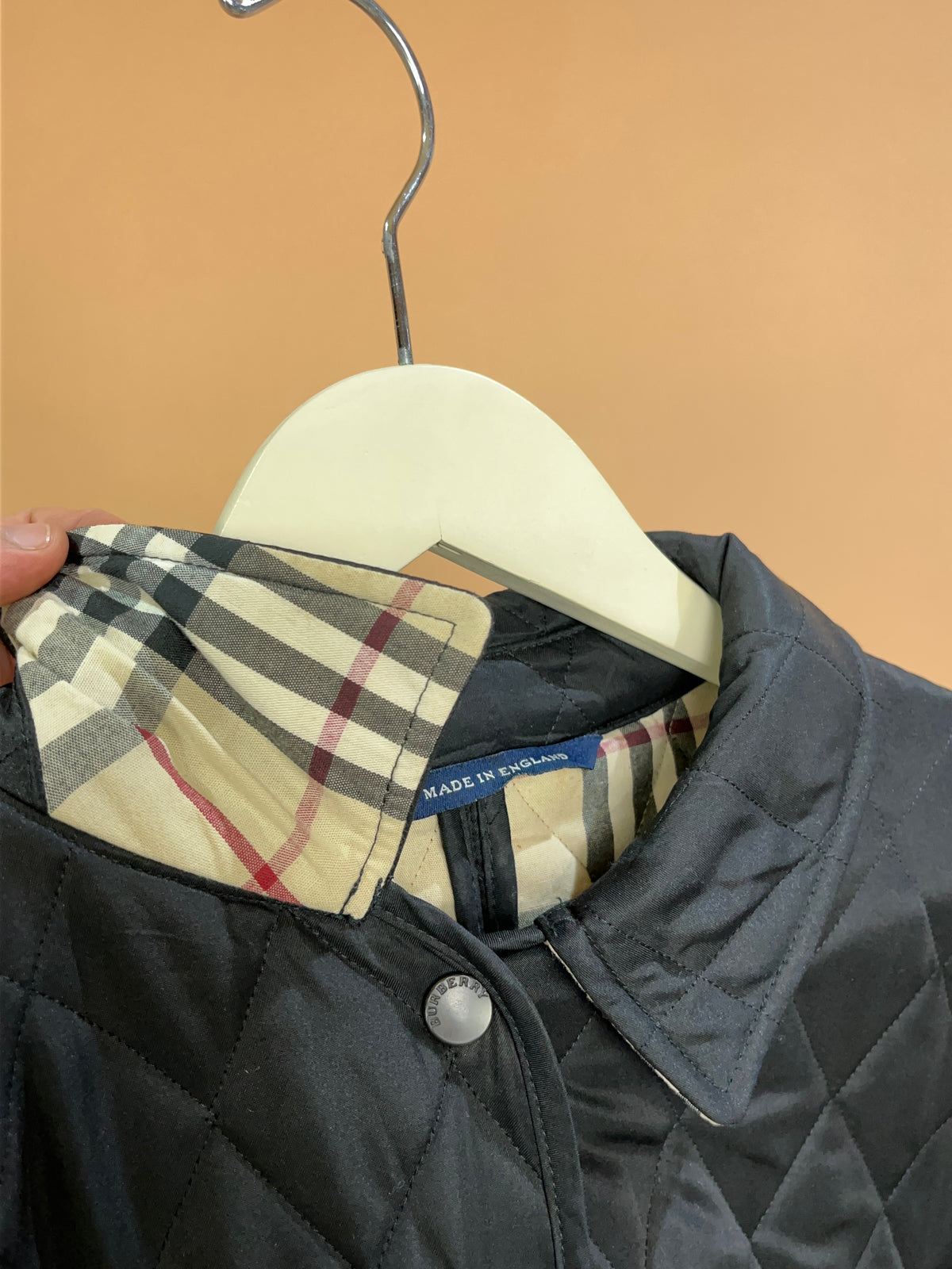 Y2K 'Burberry London' Black Quilted Diamond Jacket - 8