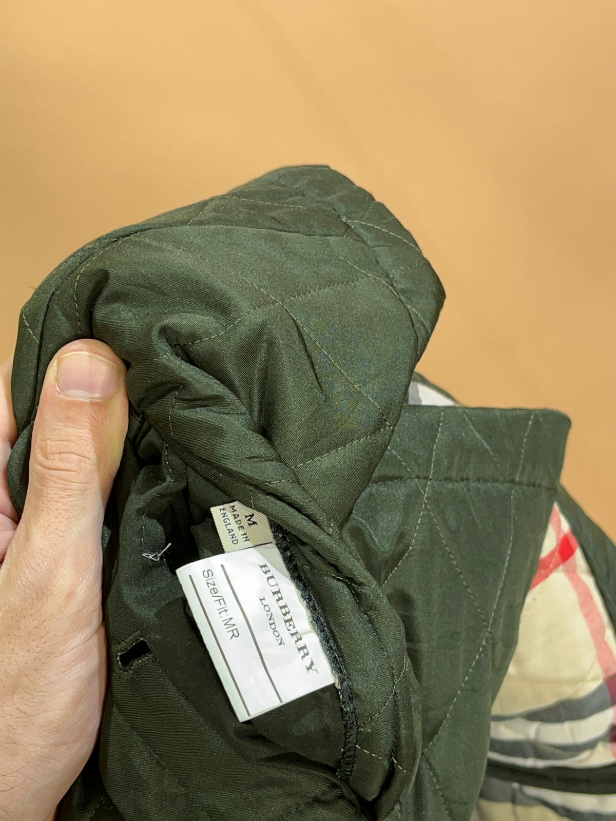 Y2K Burberry London Olive Quilted Double-Breasted Jacket - M