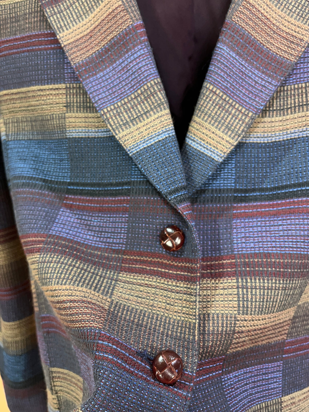Vintage Christian Dior Separates Multicolour Plaid Wool Blazer - 10
